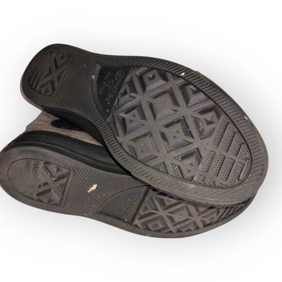 Converse Womens Sz 7 Chuck Taylor AllStar Black Wedge Irridescent High Tops Y2K - Picture 8 of 10